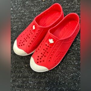 Red Kids Shoes with White Accents